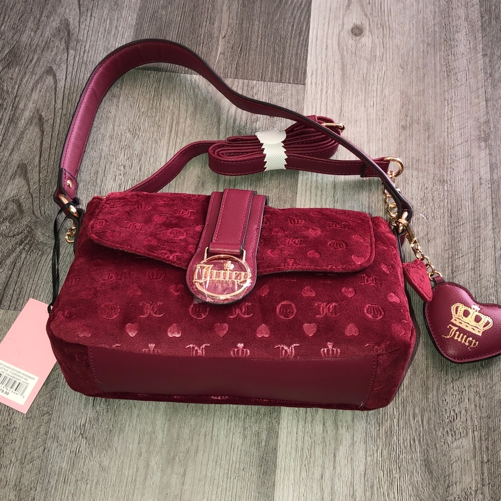 Juicy Couture Cranberry Juice First Class Couture Velvet Crossbody Bag NWT